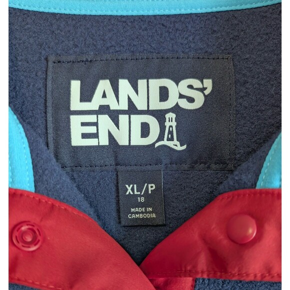 Lands' End Size XL Petite Jacket Fleece Womens Pullover Heritage XL/P 18 Snap LS - Picture 2 of 3